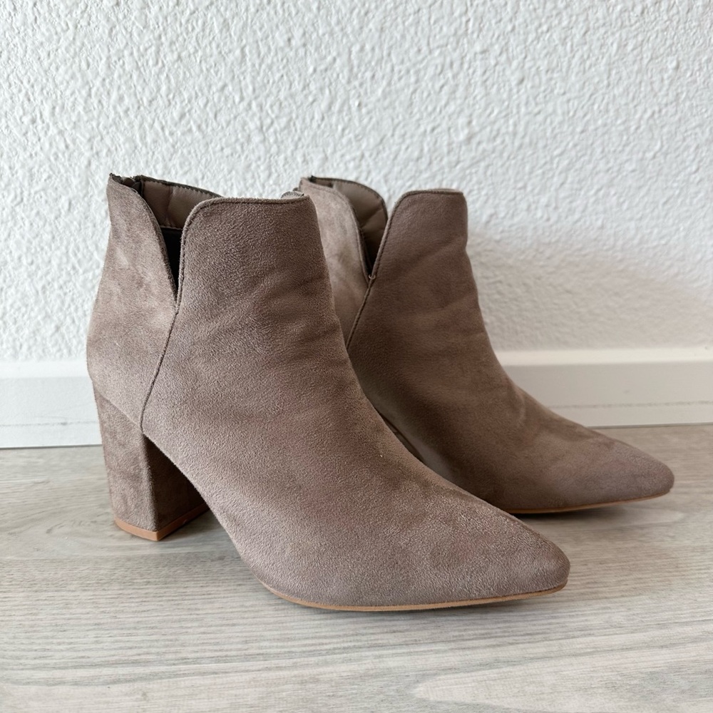 Elegant Taupe Suede Ankle Boots